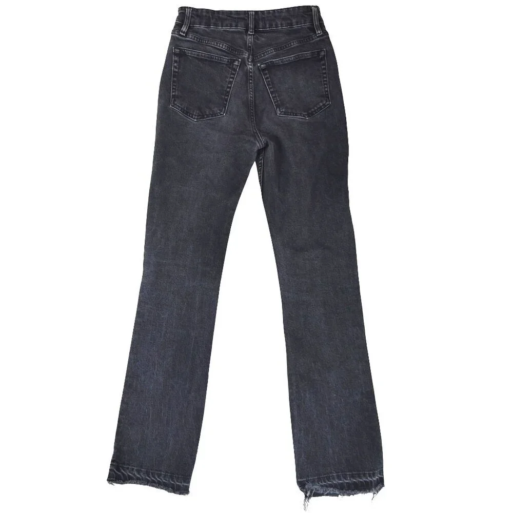 We The Free Raw Hem Straight Leg Faded Black Jeans 27 y2k 90s - Picture 2 of 8